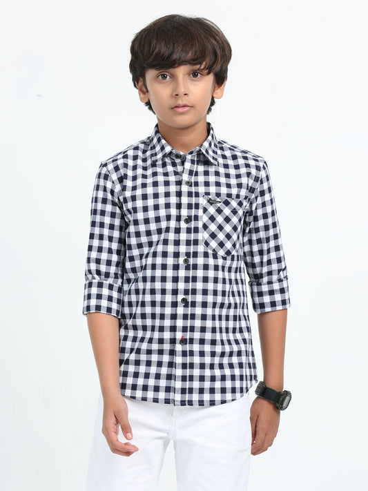 Navy Oxford Checks Shirt