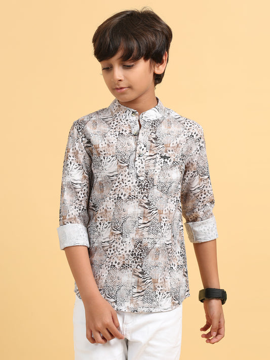 Black and Brown Rayon  Digital Printed Short Kurta
