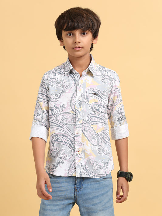 Pink & Grey Rayon Printed Shirt