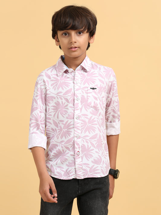 Salmon Pink Rayon Printed Shirt