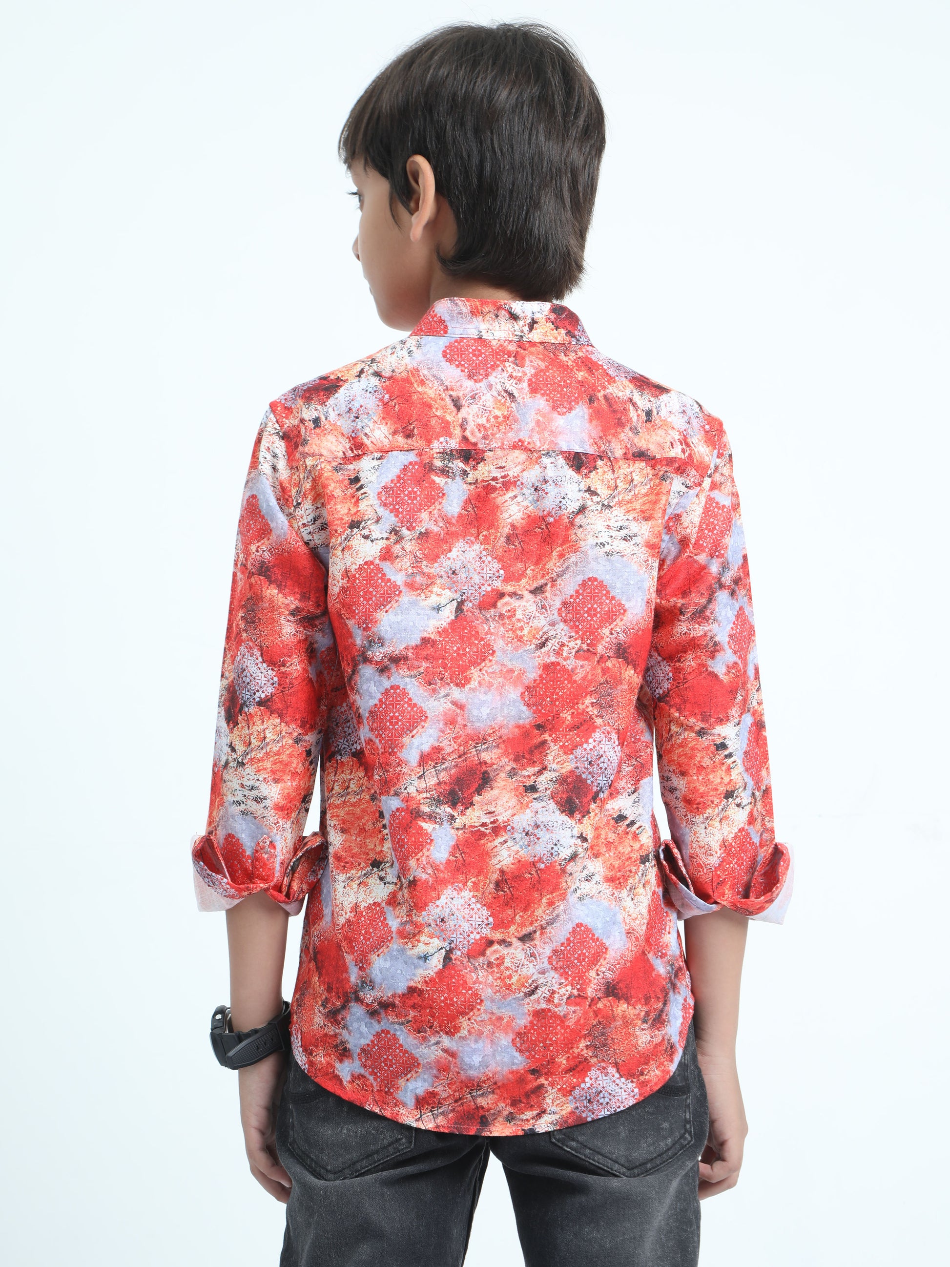 Red Rayon Digital Printed Short Kurta