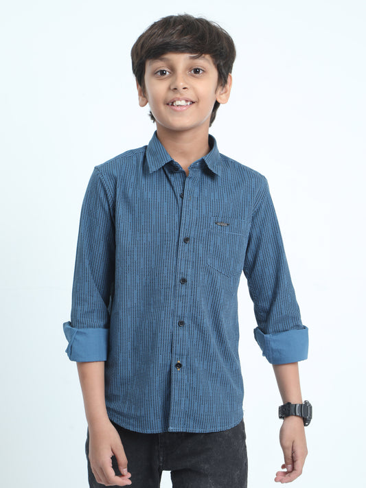 Teal Blue Laffer Printed Shirt