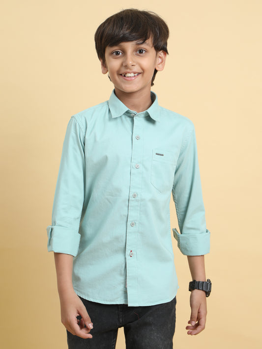 Mint Twill Leather Finish Solid Shirt