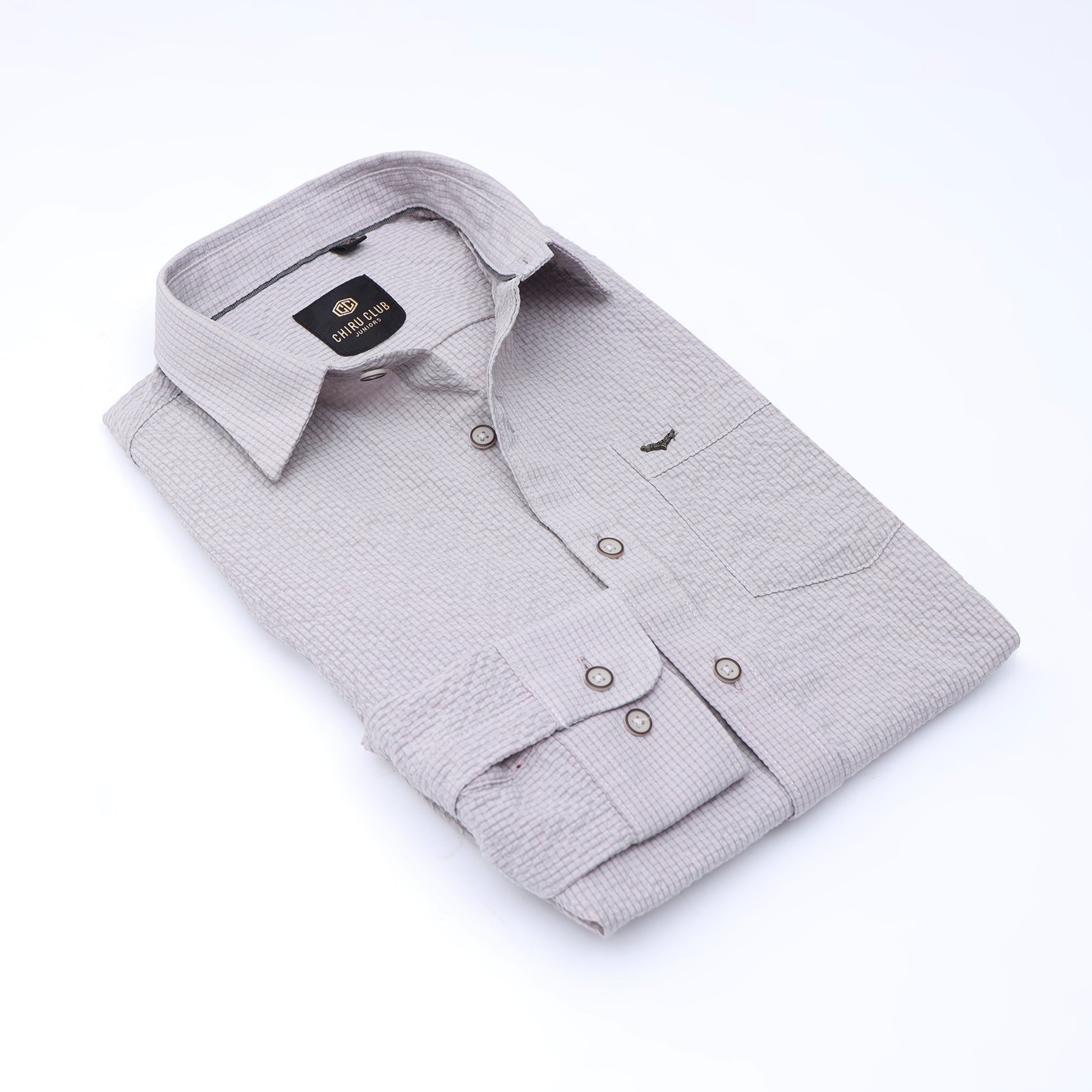 Light Grey Solid Popcorn Shirt for Boys 