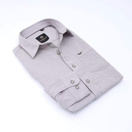 Light Grey Solid Popcorn Shirt for Boys 