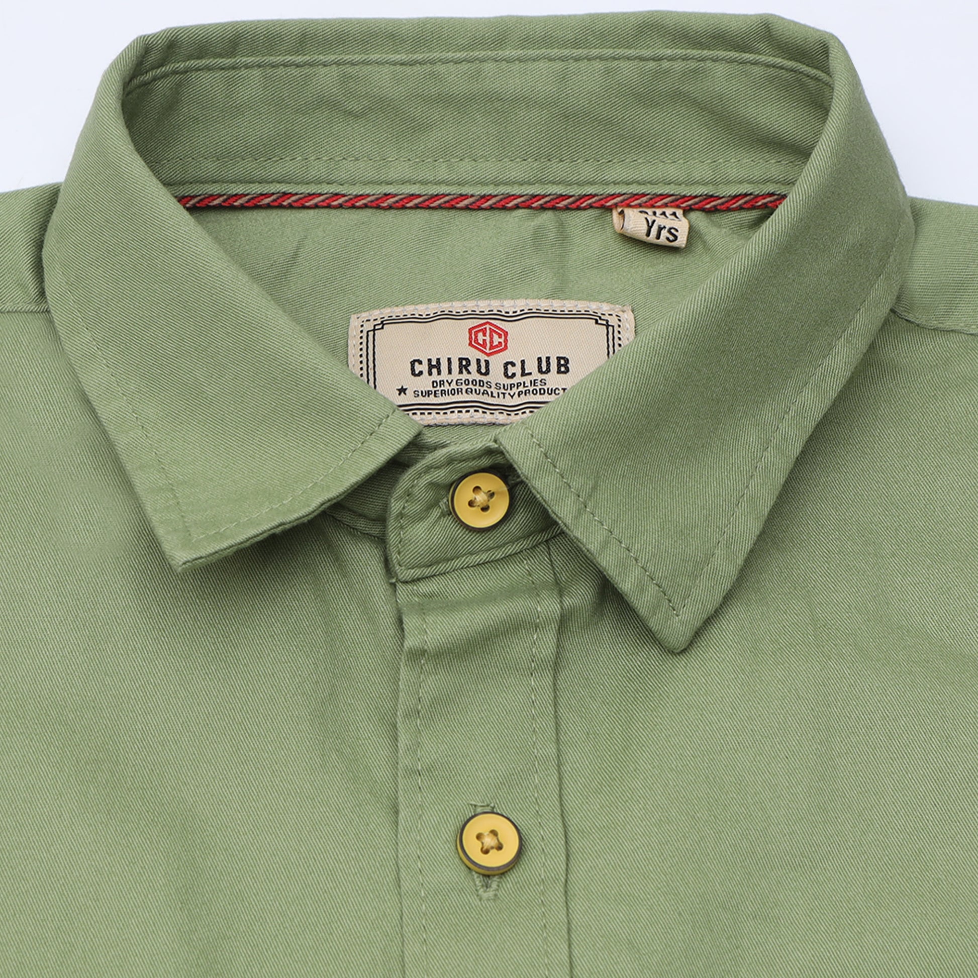 Sab Green Twill Leather Finish Solid Shirt