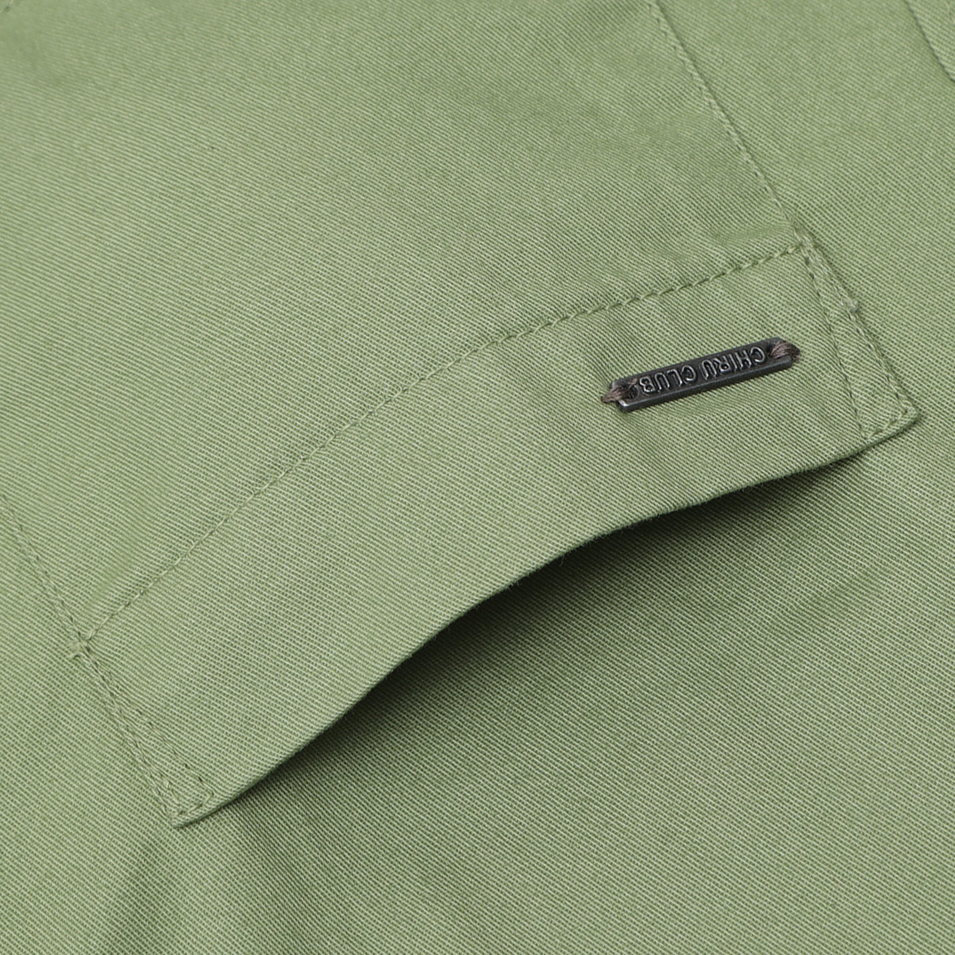 Sab Green Twill Leather Finish Solid Shirt