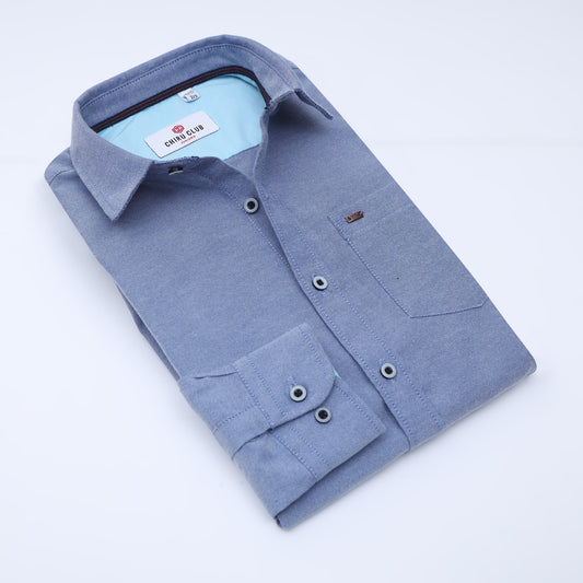 Navy Blue Oxford Solid Shirt for Boys 