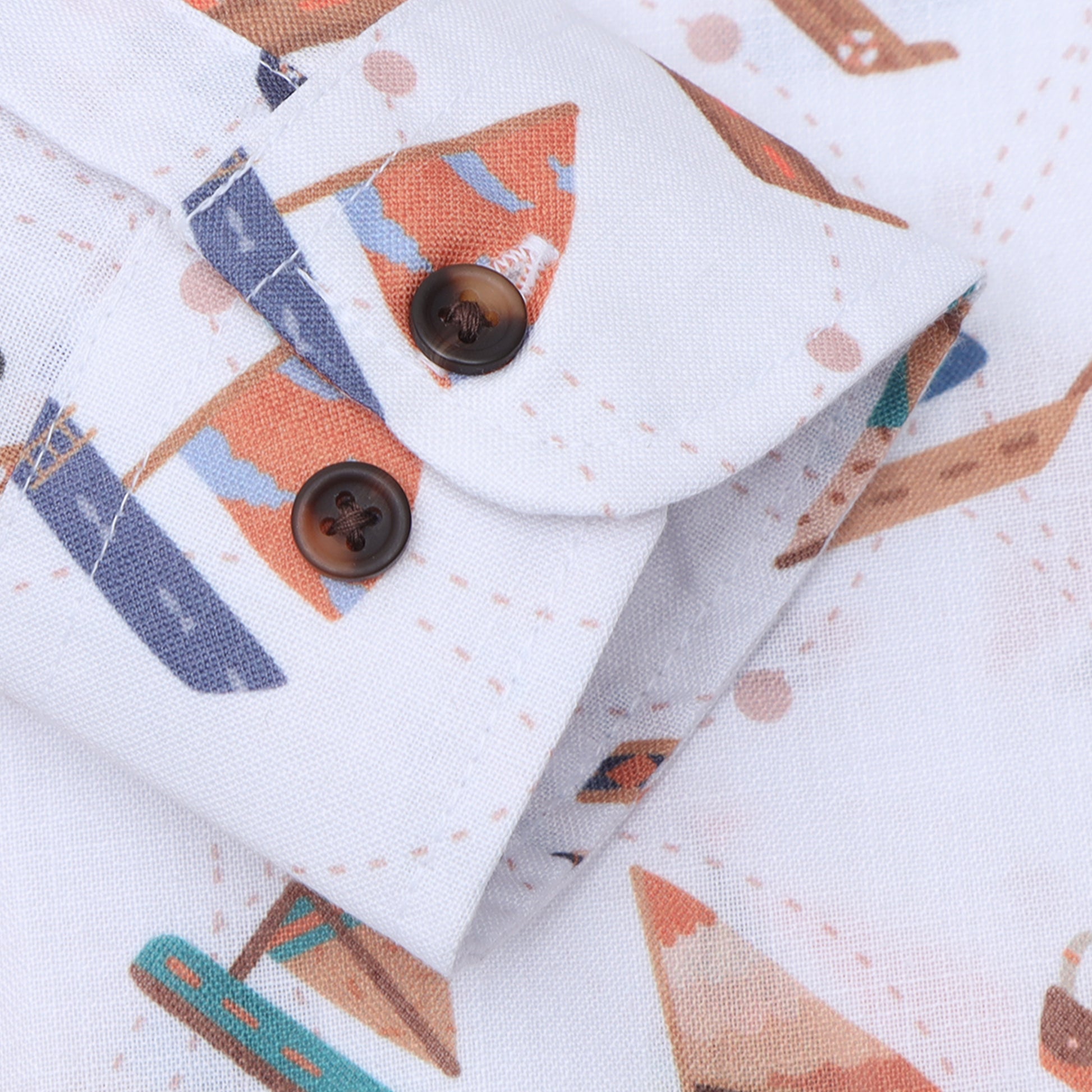 White Rayon Digital Printed Shirt for Boys