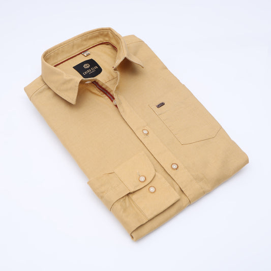 Gold Cotton Linen Solid Shirt for Boys