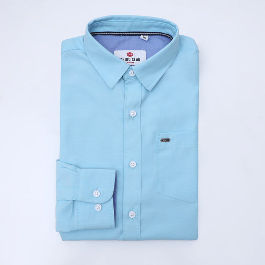 Aqua Blue Oxford Solid Shirt for Boys 