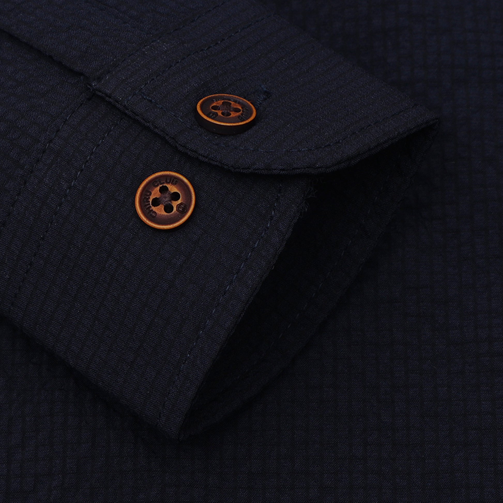 Navy Blue Solid Popcorn Shirt for Boys 