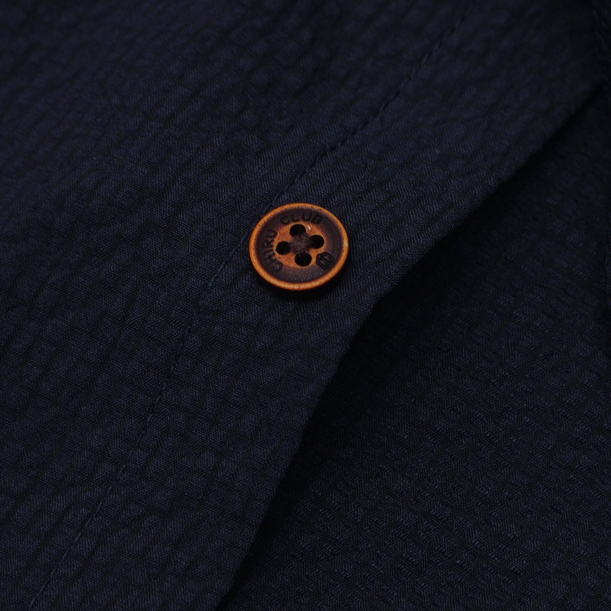 Navy Blue Solid Popcorn Shirt for Boys 