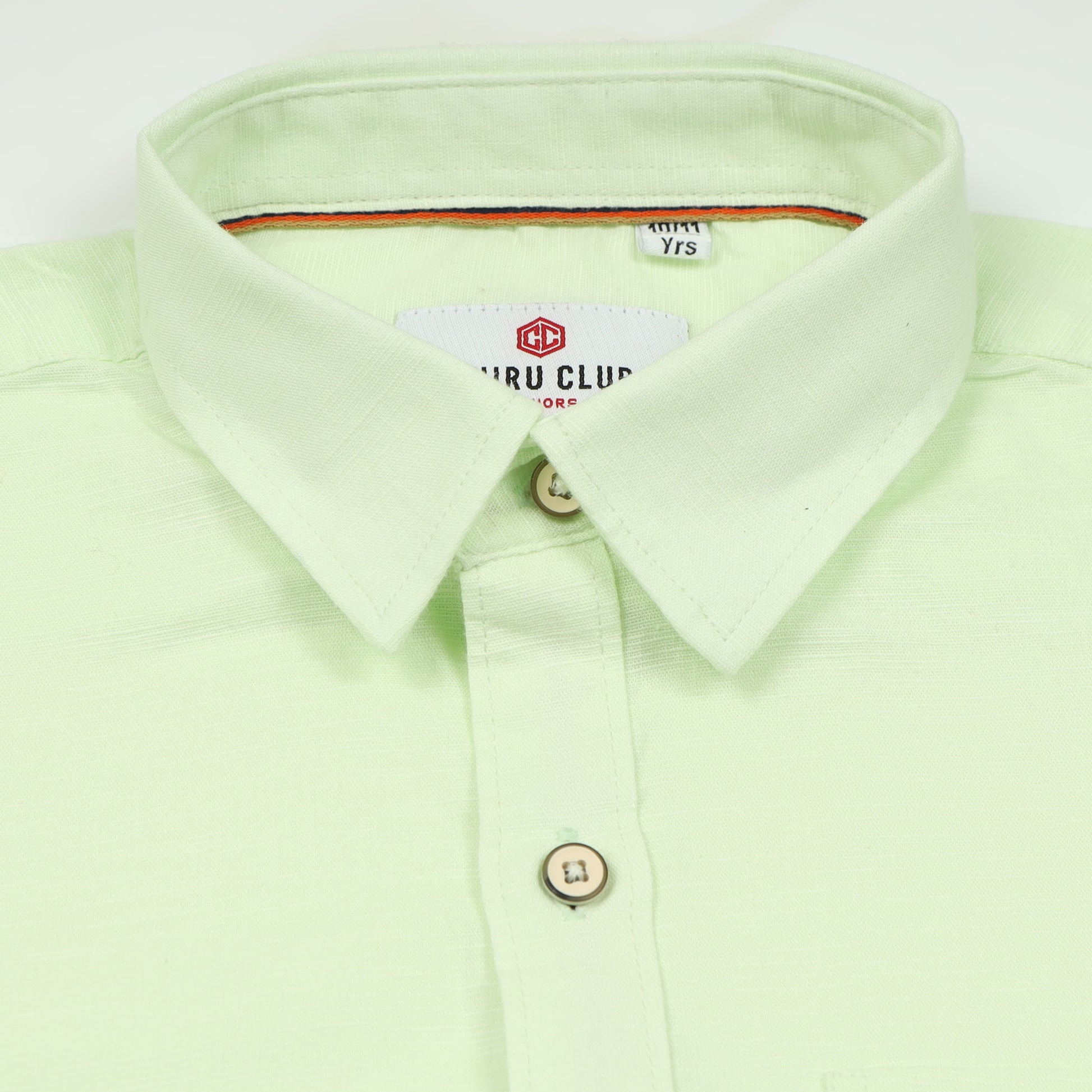 Pista Green Cotton Linen Solid Shirt For Boys