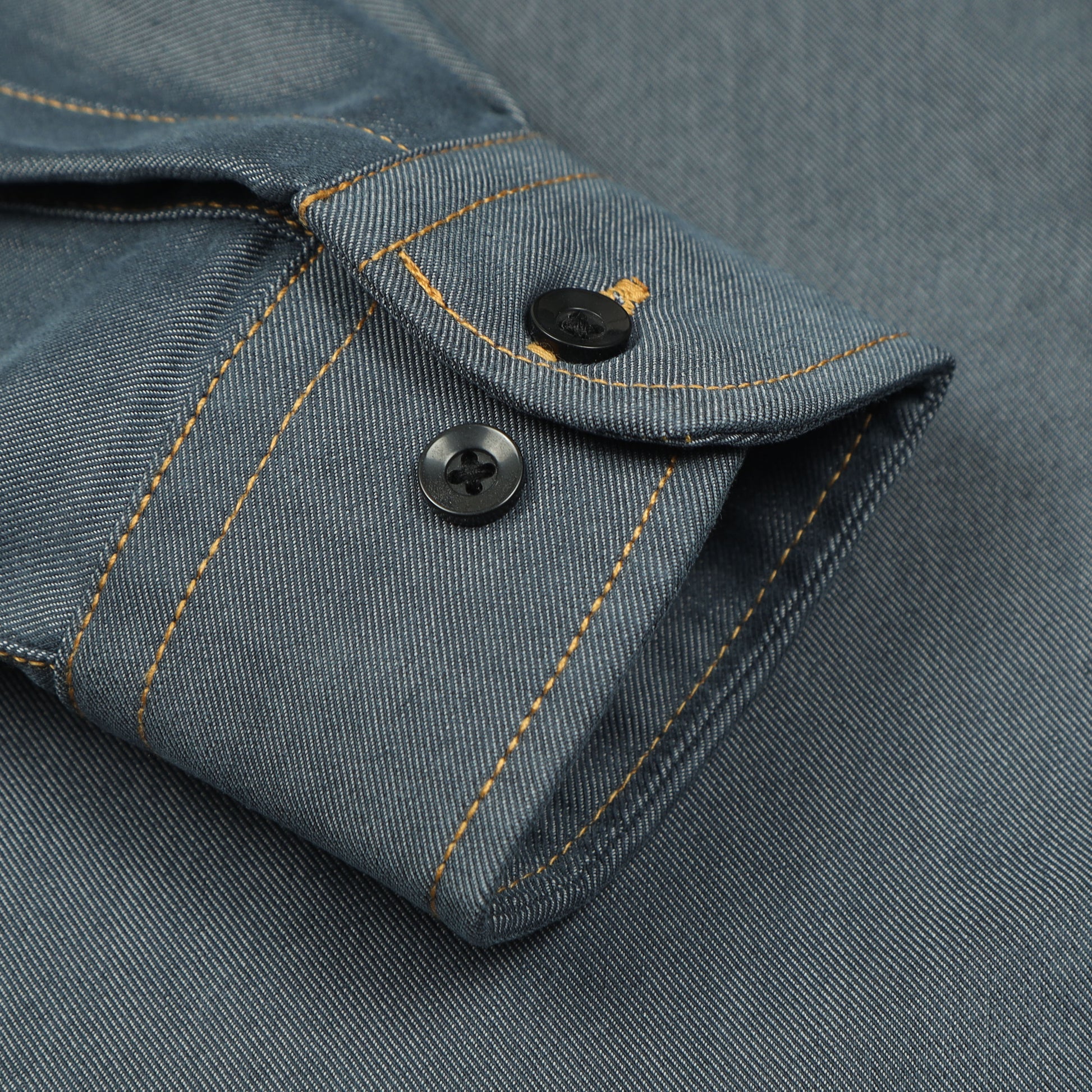 Bluish Grey Denim Lycra Solid Shirt For Boys
