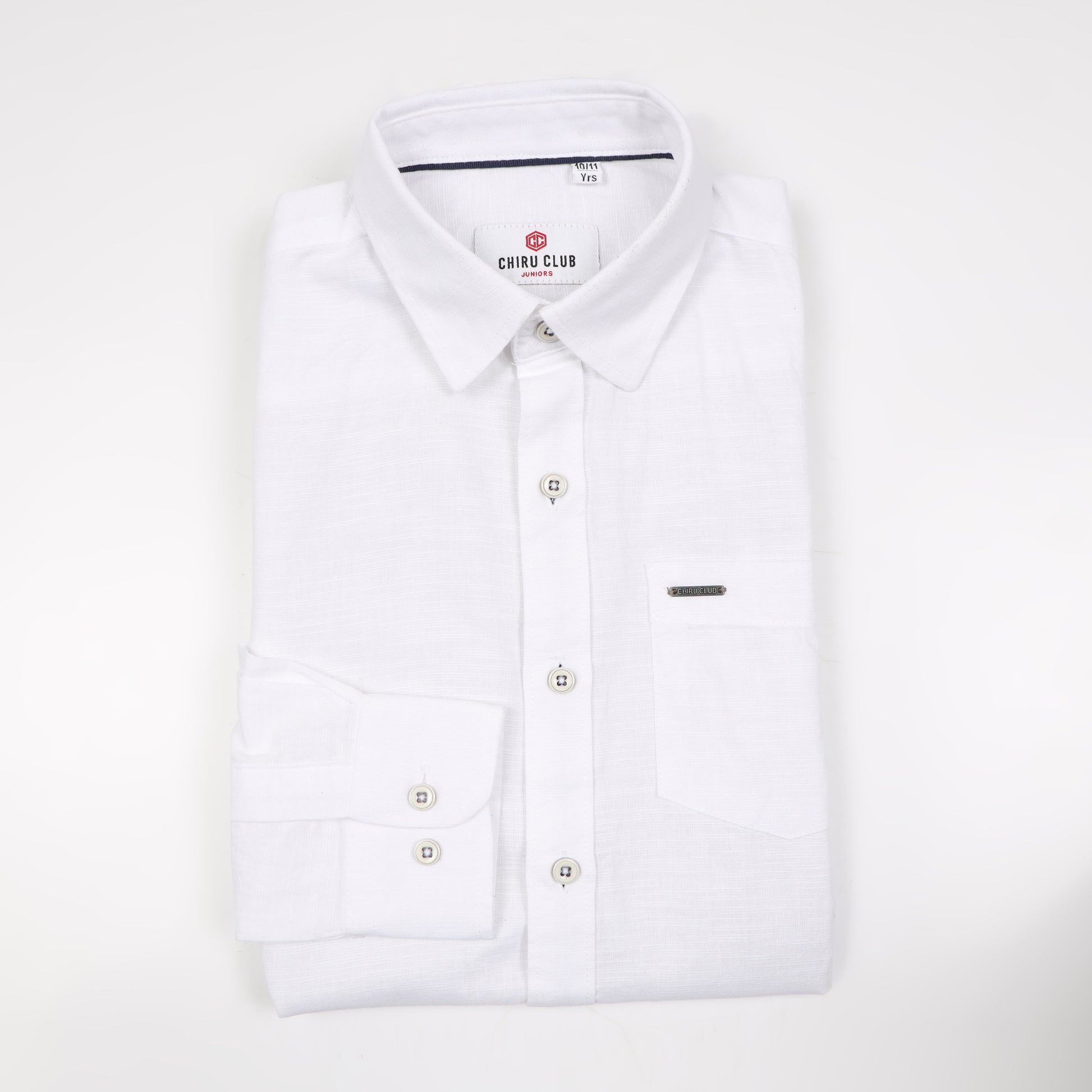 White Cotton Linen Solid Shirt For Boys