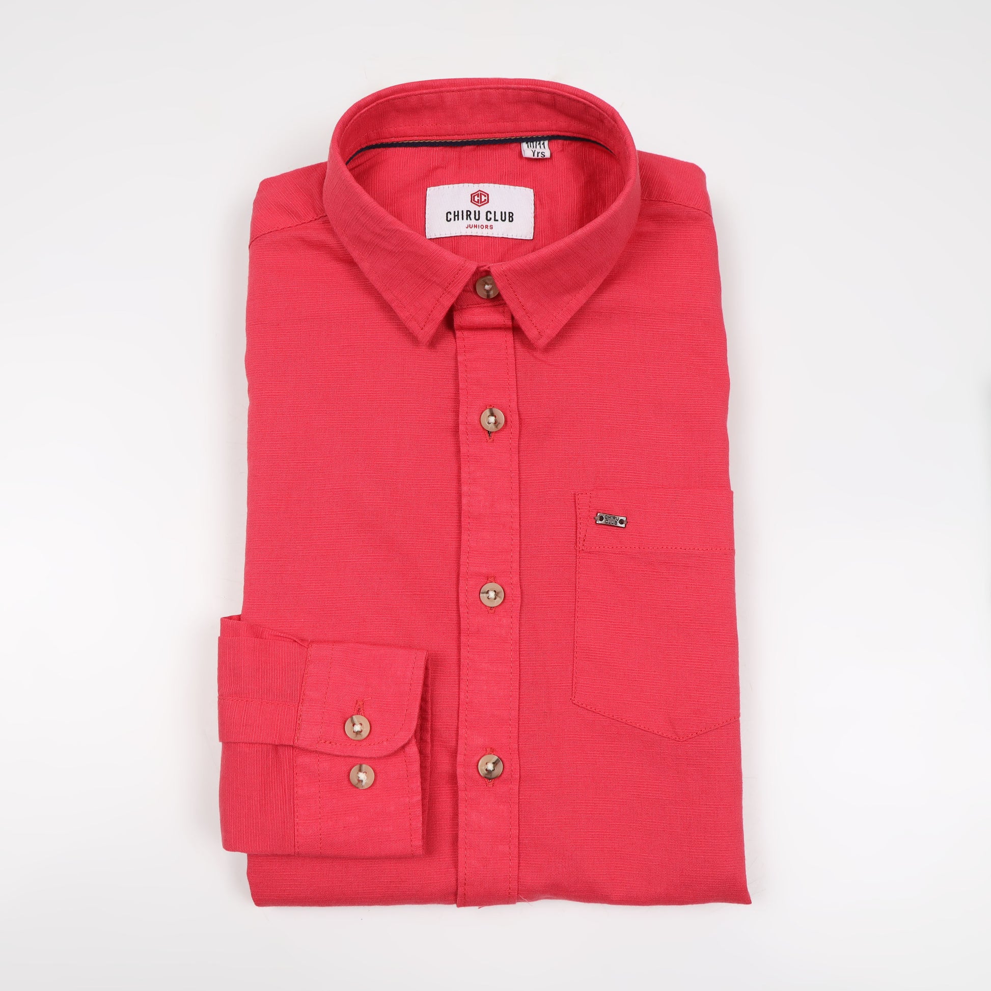 Rani Pink Cotton Linen Shirt For Boys