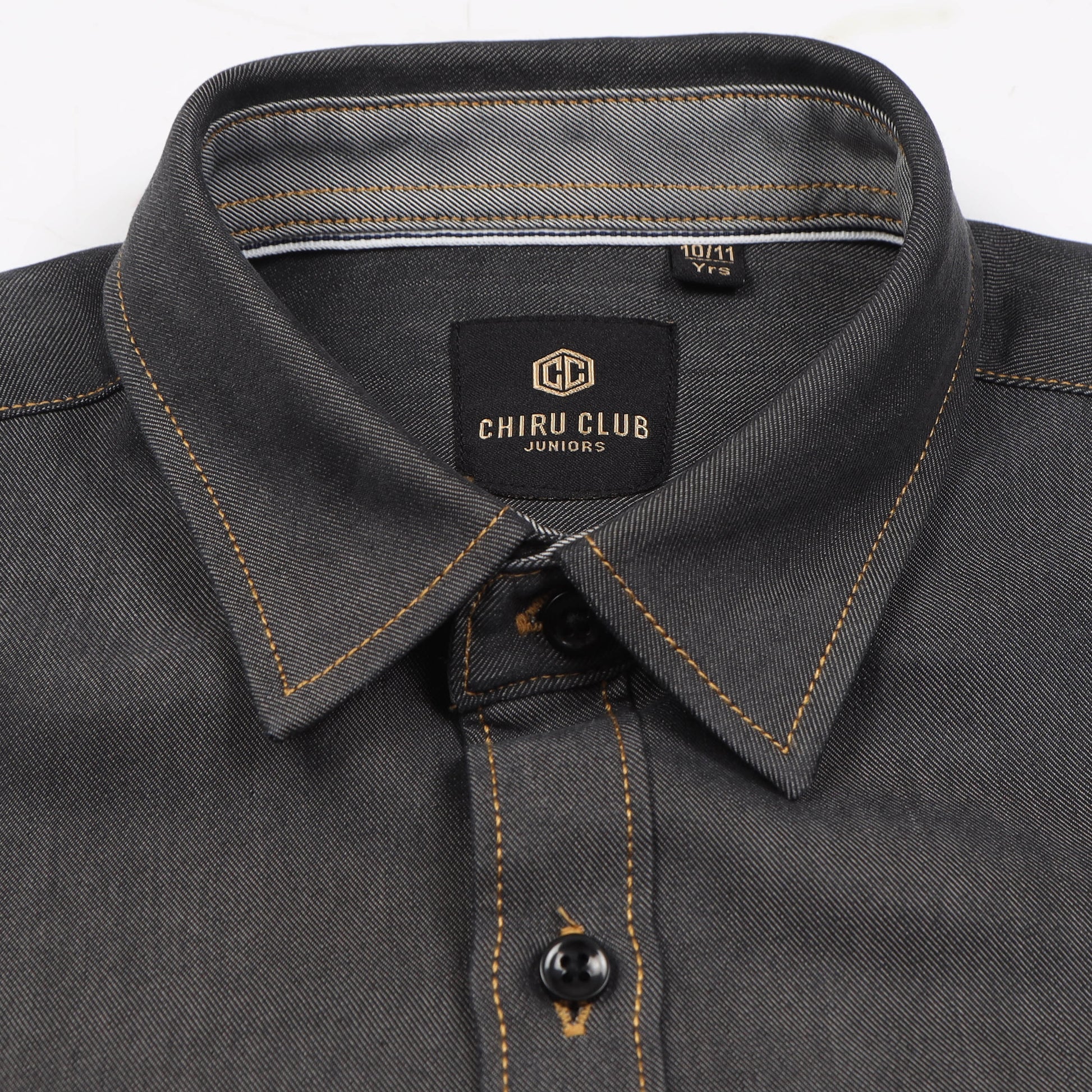 Shine Blue Denim Lycra Shirt For Boys