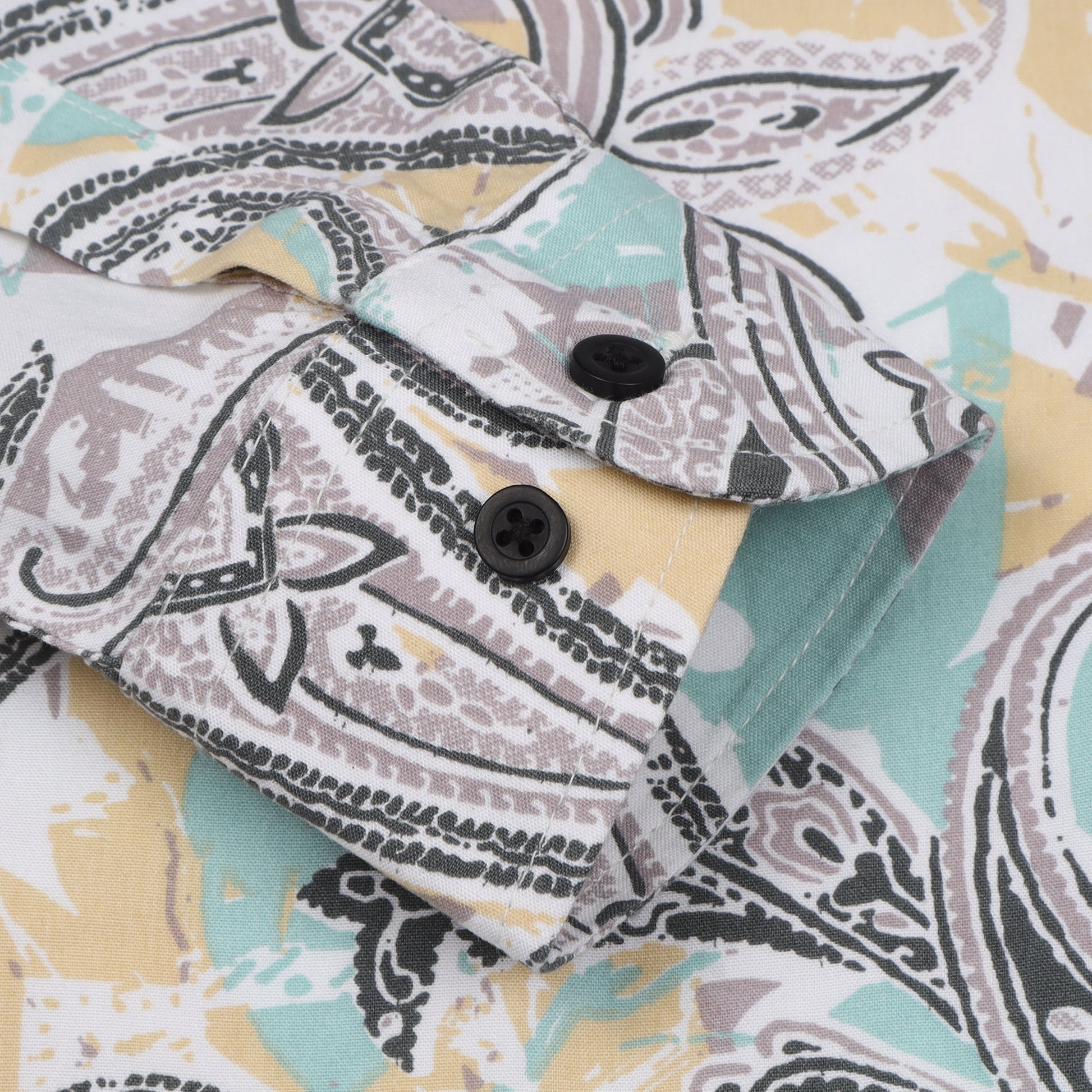 Aqua Grey Digital Printed Rayon Shirt For Boys