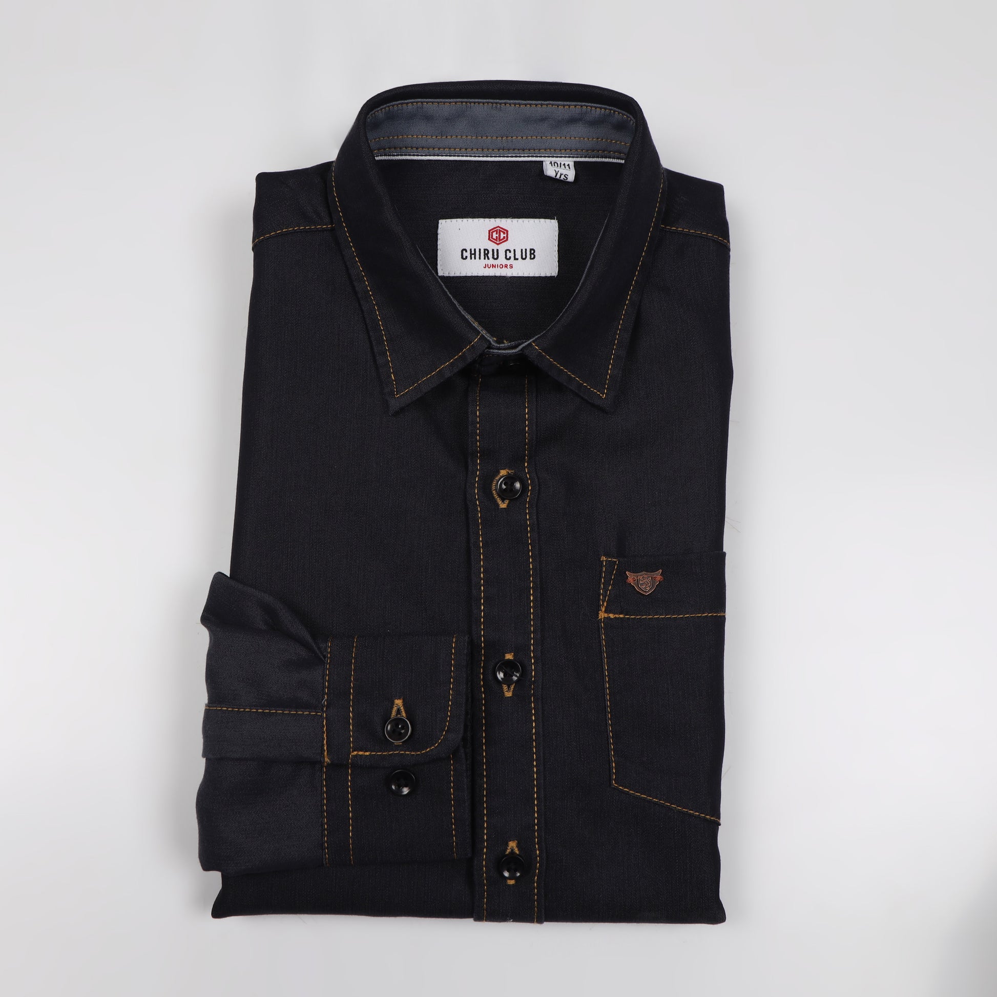 Navy Blue Denim Lycra Shirt for Boys