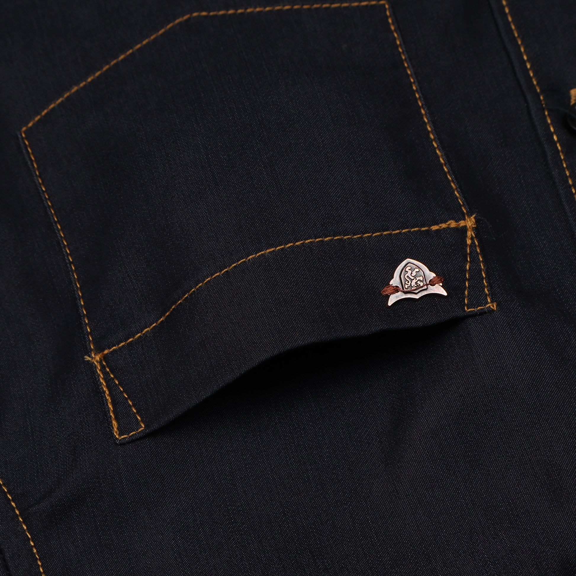 Navy Blue Denim Lycra Shirt For Boys