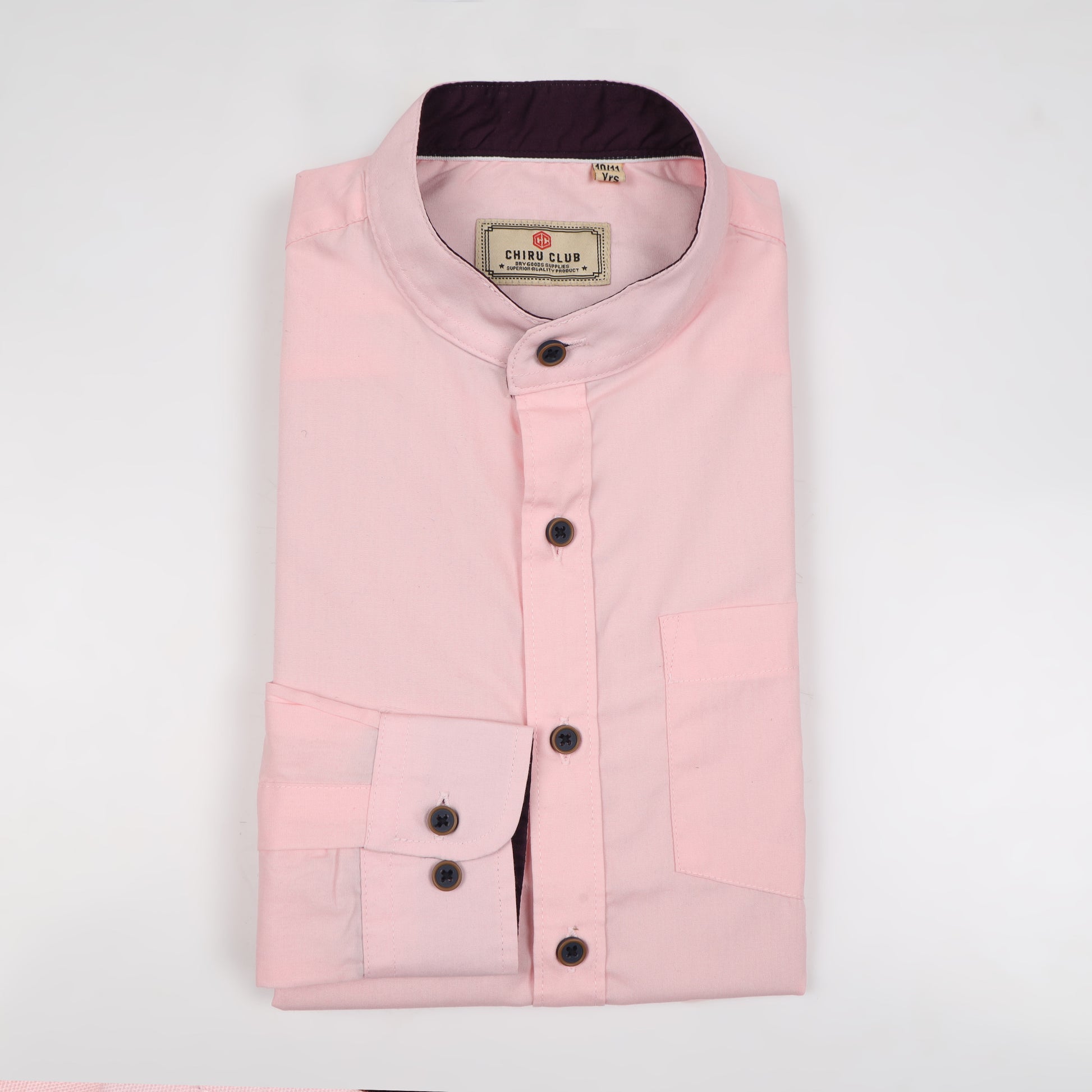 Pink Cotton Lycra Solid Shirt for Boys