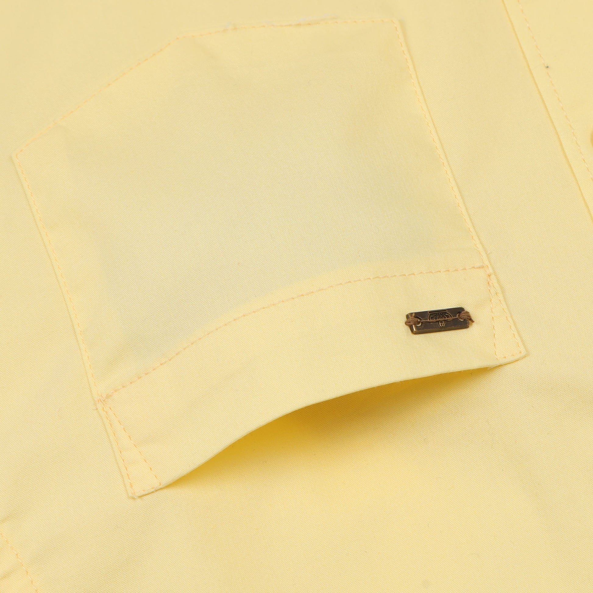 Yellow Poplin Lycra Solid Shirt for Boys
