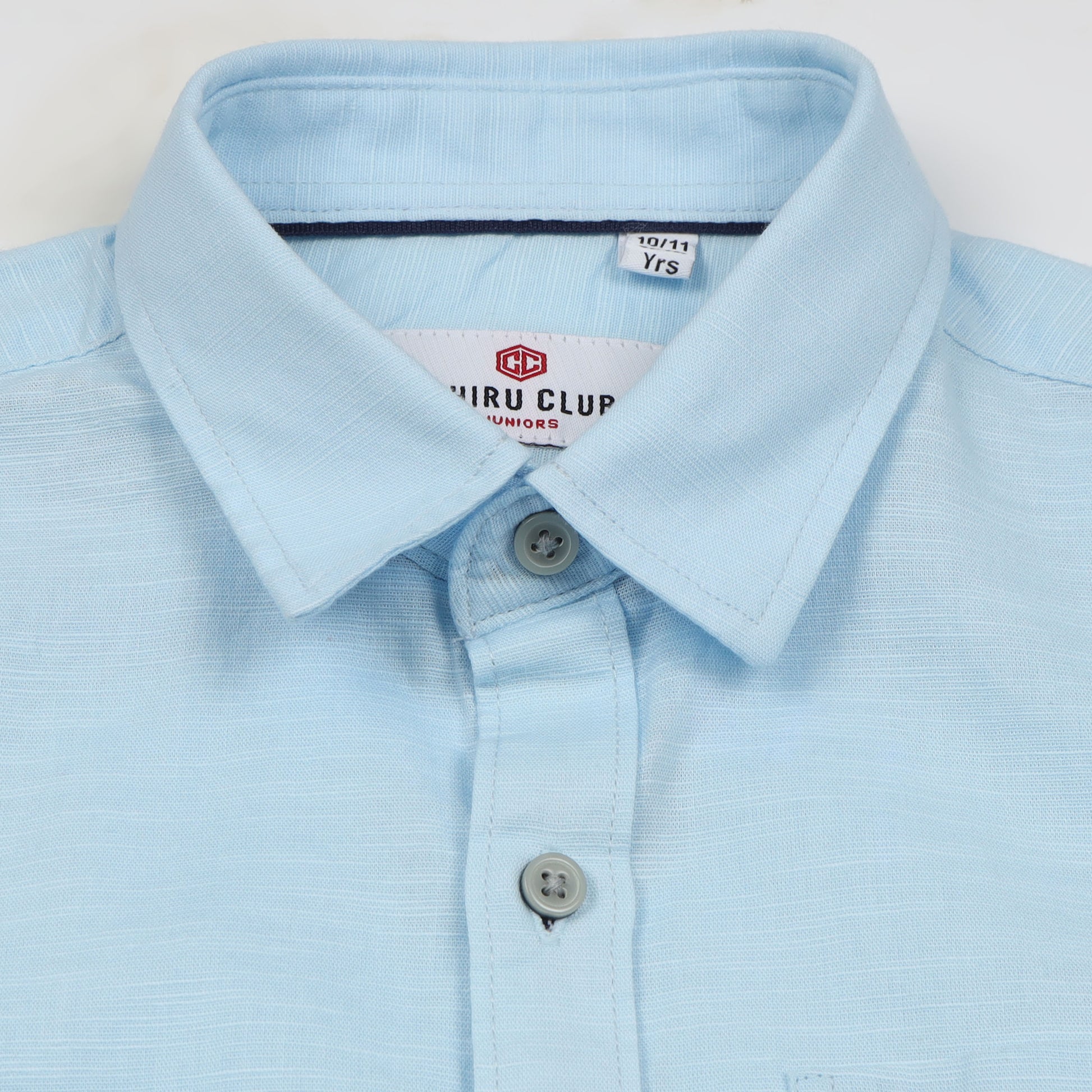 Sky Blue Cotton Linen Solid Shirt for Boys
