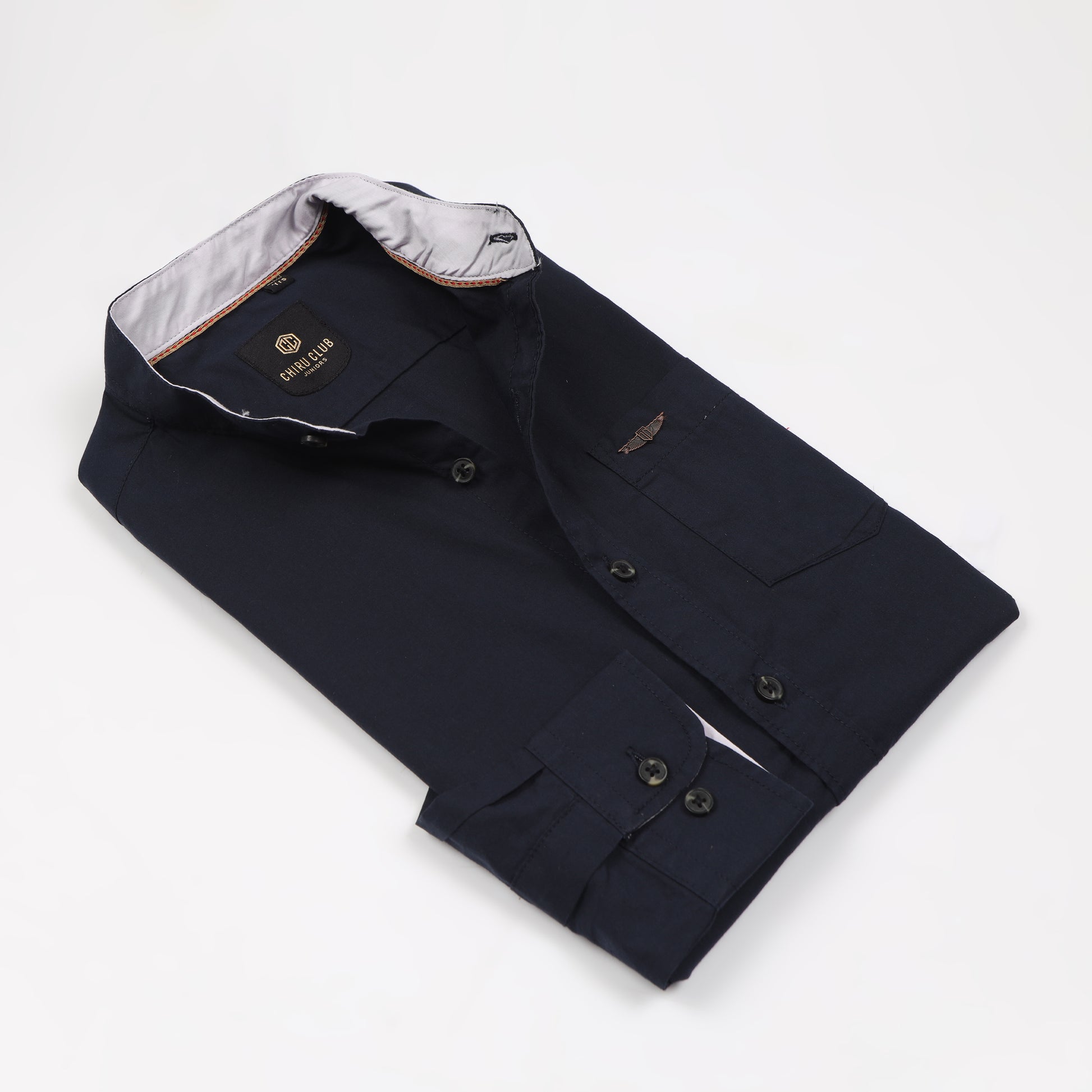 Navy Blue Solid Shirt for Boys
