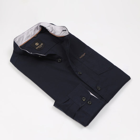 Navy Blue Solid Shirt for Boys