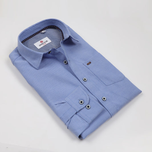 Sky Blue Yarn Dyed Oxford Solid Shirt for Boys
